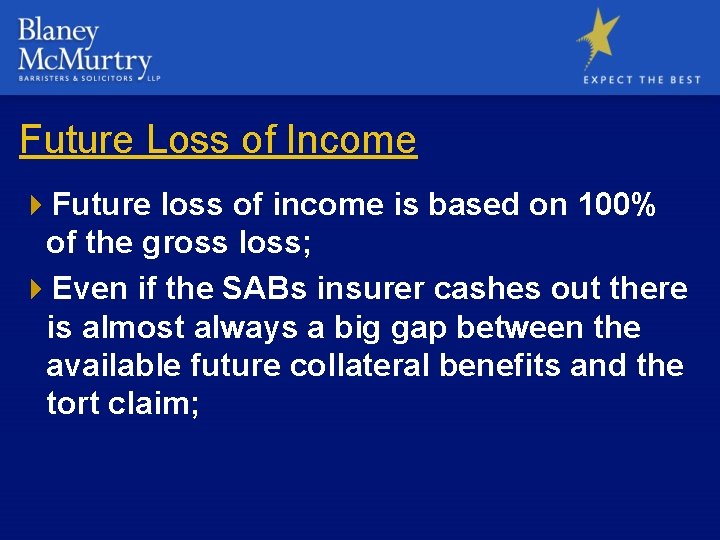 Future Loss of Income 4 Future loss of income is based on 100% of