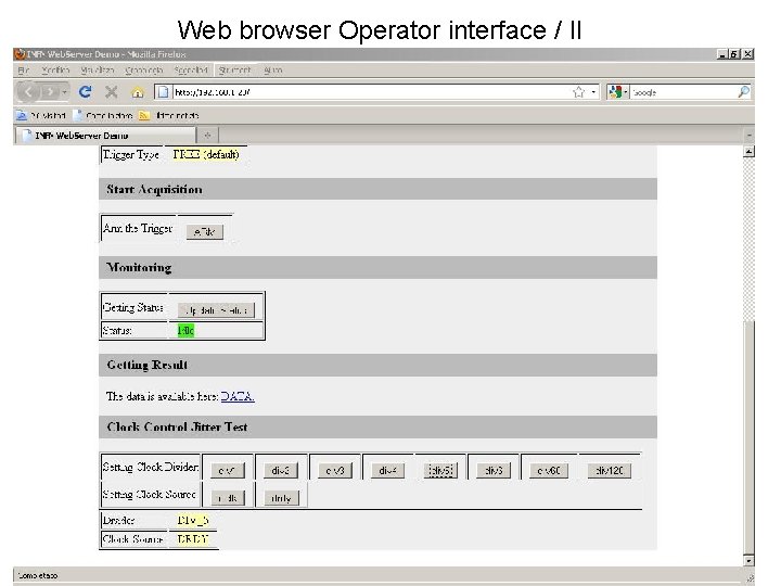 Web browser Operator interface / II 