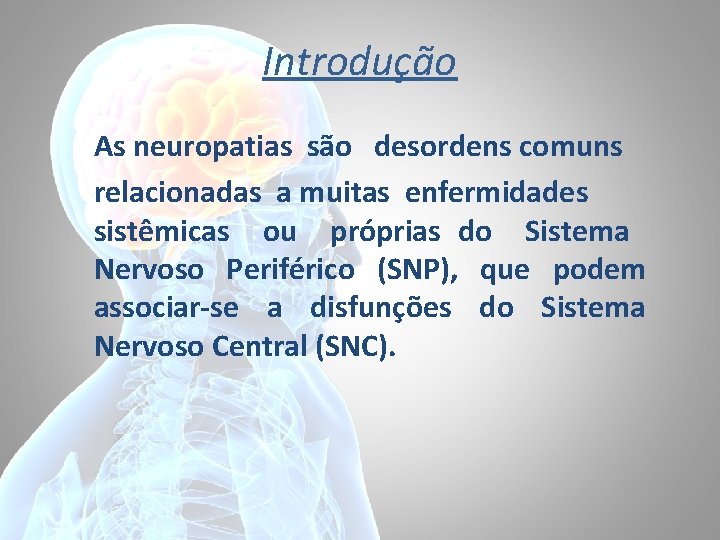 Introdução As neuropatias são desordens comuns relacionadas a muitas enfermidades sistêmicas ou próprias do