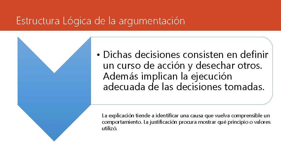 Estructura Lógica de la argumentación • Dichas decisiones consisten en definir un curso de