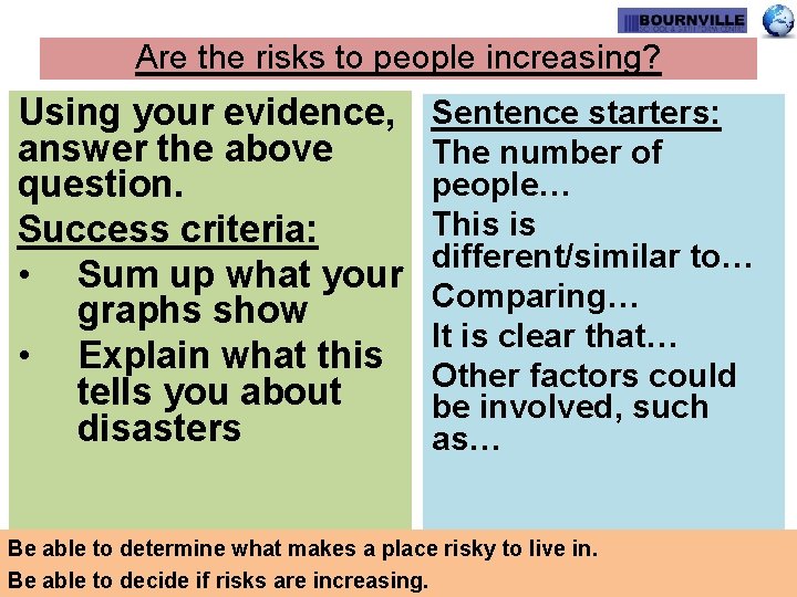 Are the risks to people increasing? Using your evidence, answer the above question. Success Are the risks to people increasing? Using your evidence, answer the above question. Success