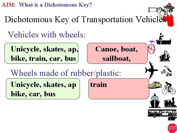 AIM: What is a Dichotomous Key? Dichotomous Key of Transportation Vehicles with wheels: Unicycle,