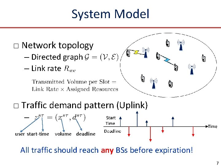 System Model □ Network topology – Directed graph – Link rate □ Traffic demand