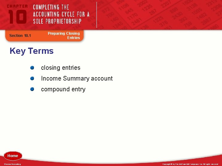 Section 10. 1 Preparing Closing Entries Key Terms closing entries Income Summary account compound