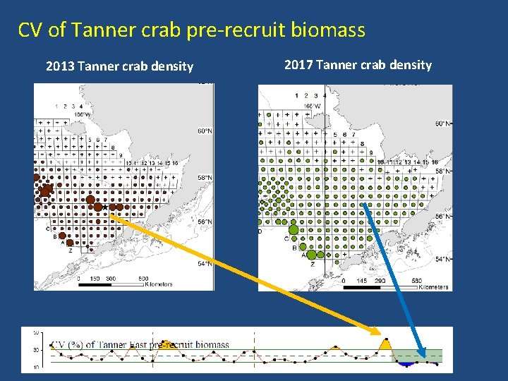 CV of Tanner crab pre-recruit biomass 2013 Tanner crab density 2017 Tanner crab density