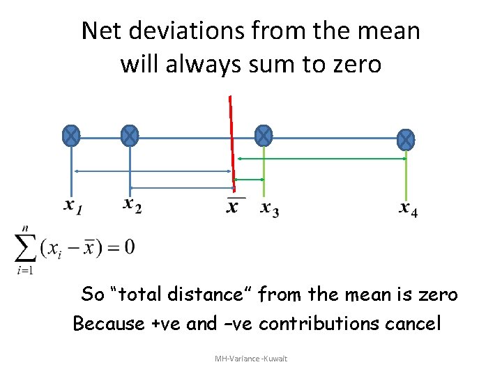 Net deviations from the mean will always sum to zero So “total distance” from