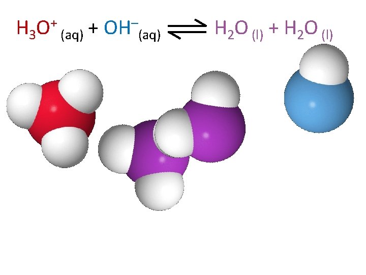 H 3 O+ (aq) + OH–(aq) H 2 O (l) + H 2 O