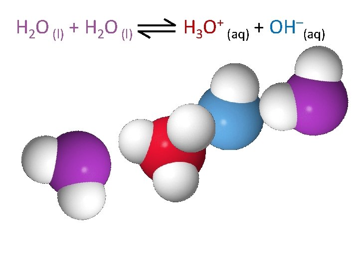 H 2 O (l) + H 2 O (l) H 3 O+ (aq) +