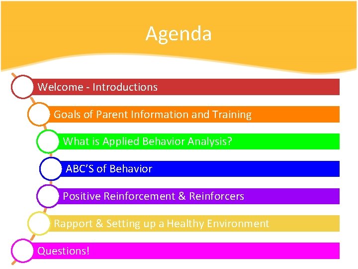Agenda Welcome - Introductions Goals of Parent Information and Training What is Applied Behavior Agenda Welcome - Introductions Goals of Parent Information and Training What is Applied Behavior