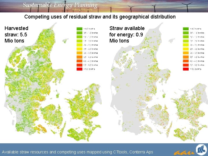 Competing uses of residual straw and its geographical distribution Harvested straw: 5. 5 Mio