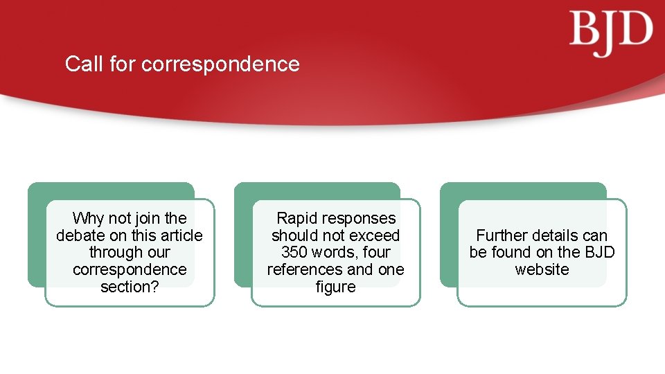 Call for correspondence Why not join the debate on this article through our correspondence