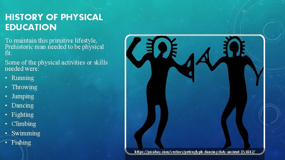 HISTORY OF PHYSICAL EDUCATION To maintain this primitive lifestyle, Prehistoric man needed to be