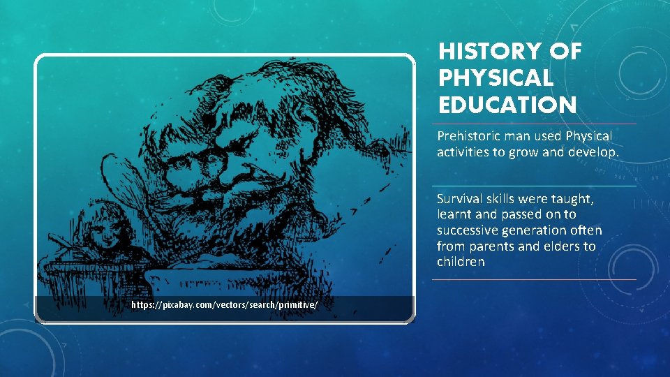 HISTORY OF PHYSICAL EDUCATION Prehistoric man used Physical activities to grow and develop. Survival