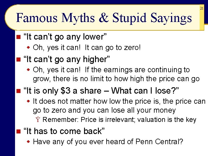 Famous Myths & Stupid Sayings n 21 “It can’t go any lower” w Oh,