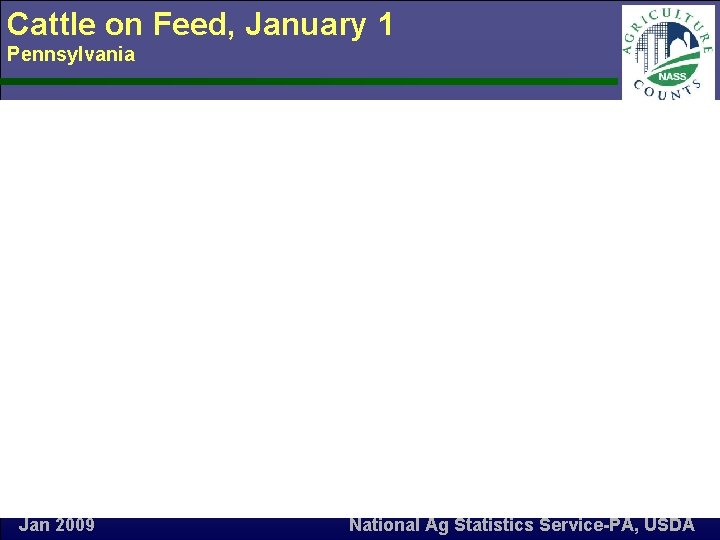 Cattle on Feed, January 1 Pennsylvania Jan 2009 National Ag Statistics Service-PA, USDA 