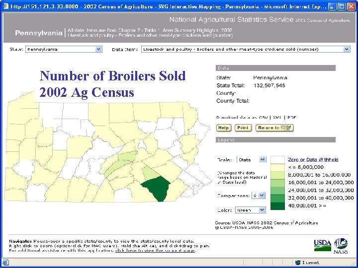 Number of Broilers Sold 2002 Ag Census 