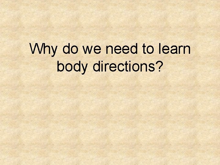 Why do we need to learn body directions? 