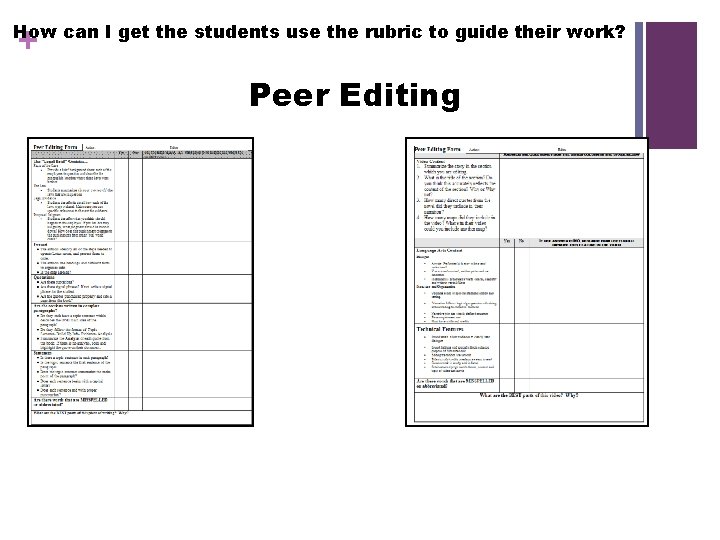 How can I get the students use the rubric to guide their work? +