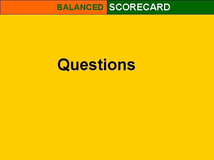 BALANCED SCORECARD Questions 