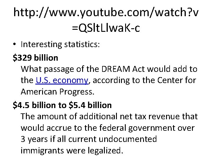 http: //www. youtube. com/watch? v =QSlt. Llwa. K-c • Interesting statistics: $329 billion What