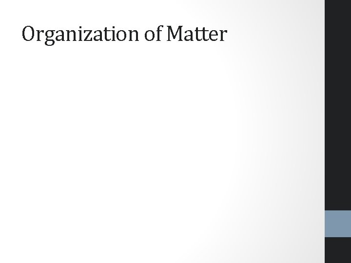 Organization of Matter 