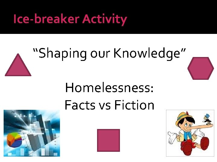 Ice-breaker Activity “Shaping our Knowledge” Homelessness: Facts vs Fiction 