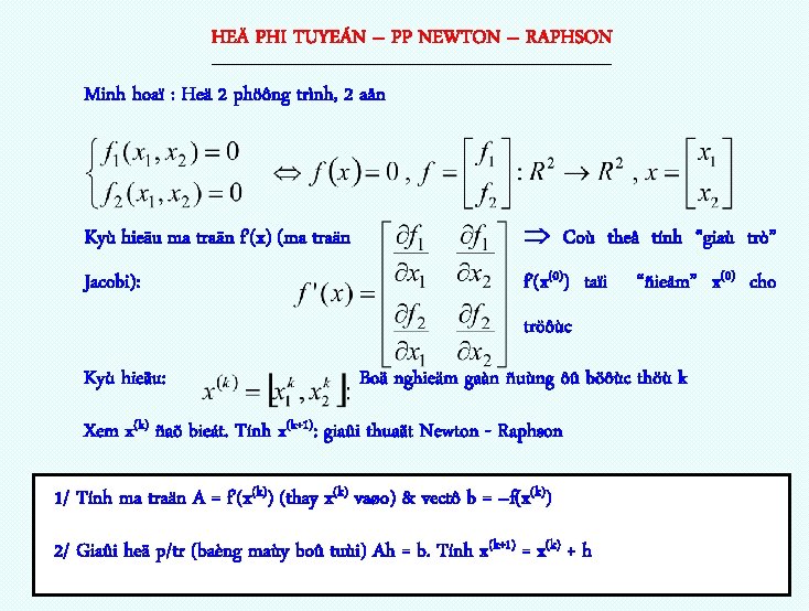 HEÄ PHI TUYEÁN – PP NEWTON – RAPHSON ------------------------------------------------------------- Minh hoaï : Heä 2