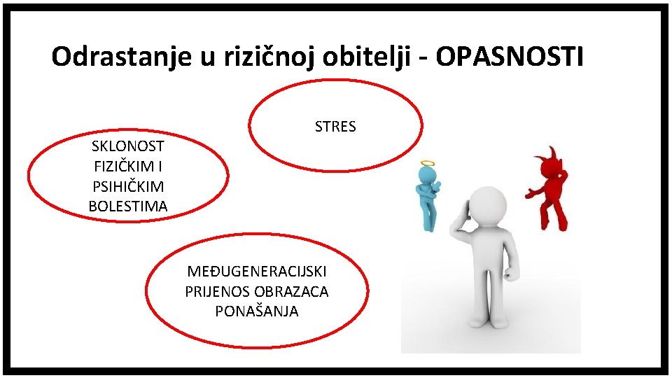 Odrastanje u rizičnoj obitelji - OPASNOSTI SKLONOST FIZIČKIM I PSIHIČKIM BOLESTIMA STRES MEĐUGENERACIJSKI PRIJENOS