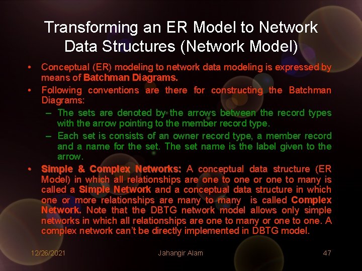 Transforming an ER Model to Network Data Structures (Network Model) • • • Conceptual Transforming an ER Model to Network Data Structures (Network Model) • • • Conceptual