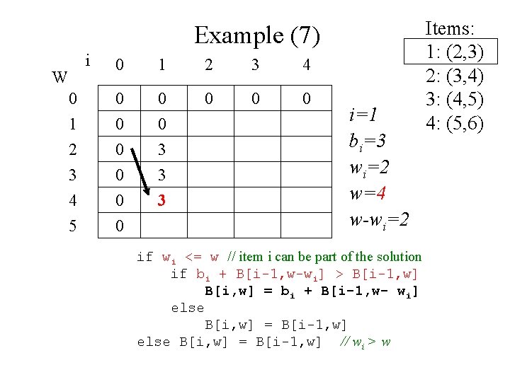 Example (7) i 0 1 2 3 4 0 0 0 1 2 3