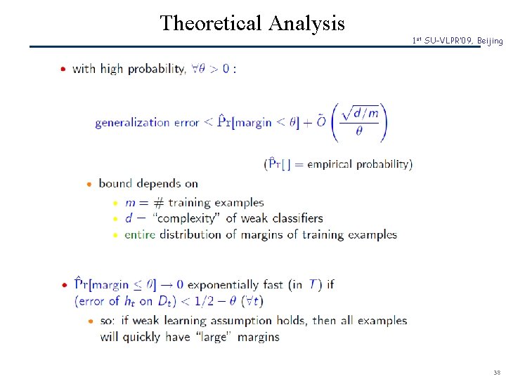 Theoretical Analysis SCR© 1 st SU-VLPR’ 09, Beijing 38 