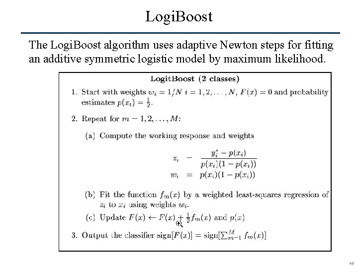 Logi. Boost The Logi. Boost algorithm uses adaptive Newton steps for fitting an additive