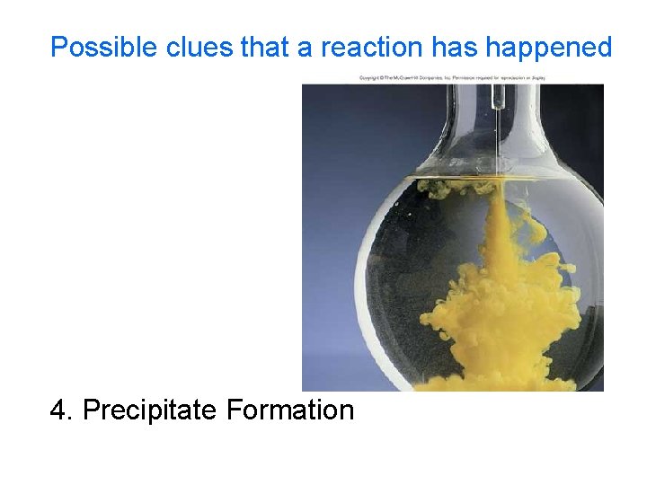Possible clues that a reaction has happened 4. Precipitate Formation 