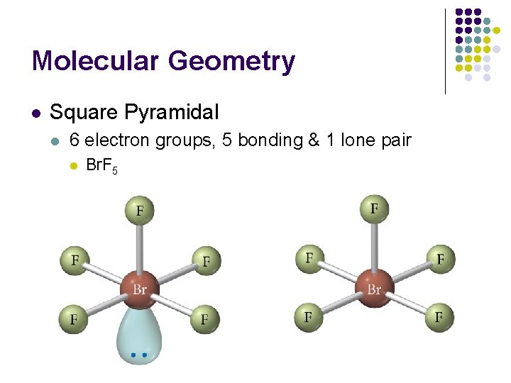 Molecular Geometry l Square Pyramidal l 6 electron groups, 5 bonding & 1 lone