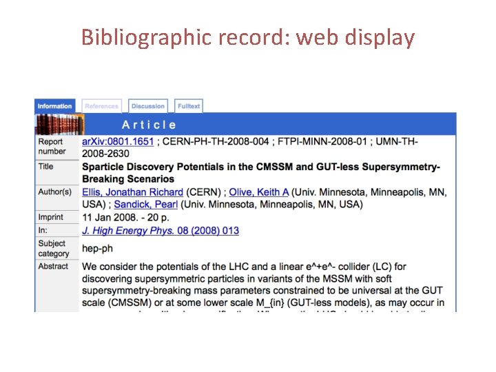 Bibliographic record: web display 