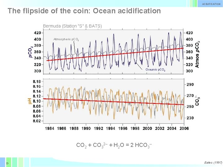 ACIDIFICATION The flipside of the coin: Ocean acidification Bermuda (Station “S” & BATS) Atmospheric