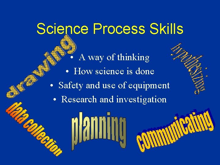 Science Process Skills • A way of thinking • How science is done •