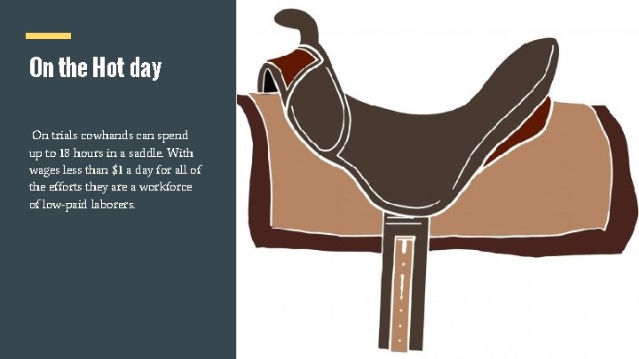 On the Hot day On trials cowhands can spend up to 18 hours in