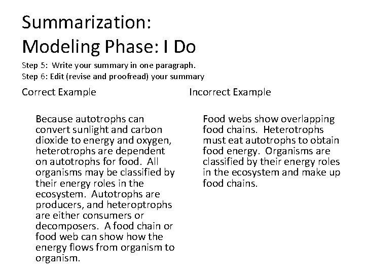 Summarization: Modeling Phase: I Do Step 5: Write your summary in one paragraph. Step