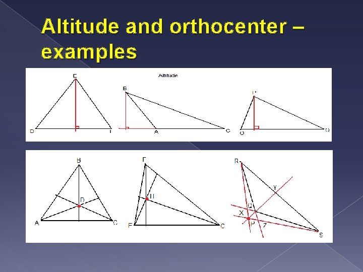 Altitude and orthocenter – examples 