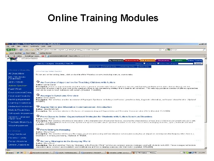 Online Training Modules 
