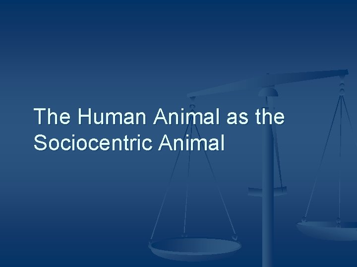 The Human Animal as the Sociocentric Animal 