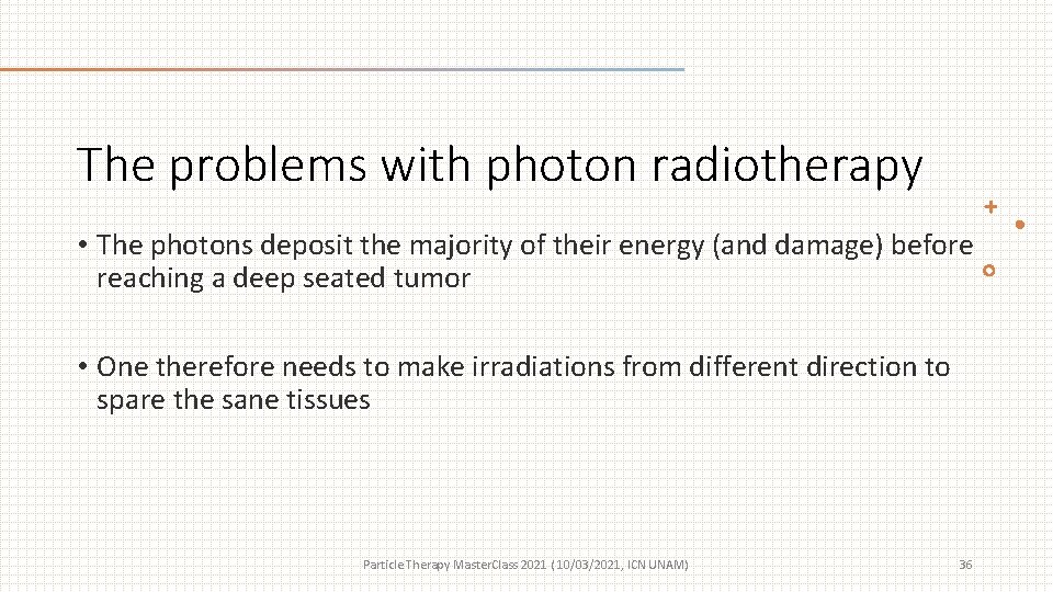 The problems with photon radiotherapy • The photons deposit the majority of their energy