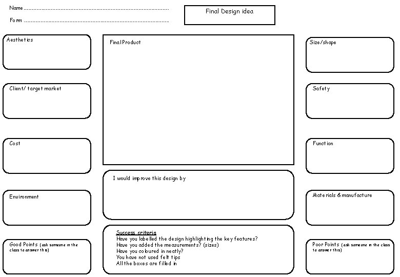 Name. . . . . . . Final Design idea Form. . . .