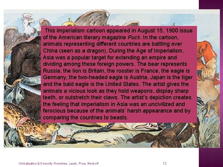 This imperialism cartoon appeared in August 15, 1900 issue of the American literary magazine