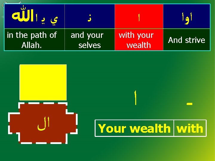  ﻱ ﻳ ﺍﷲ in the path of Allah. ﺍﻝ ﻧ ﺍ and your