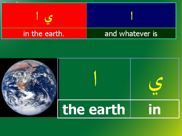  ﻱﺍ ﺍ in the earth. and whatever is ﺍ ﻱ the earth in