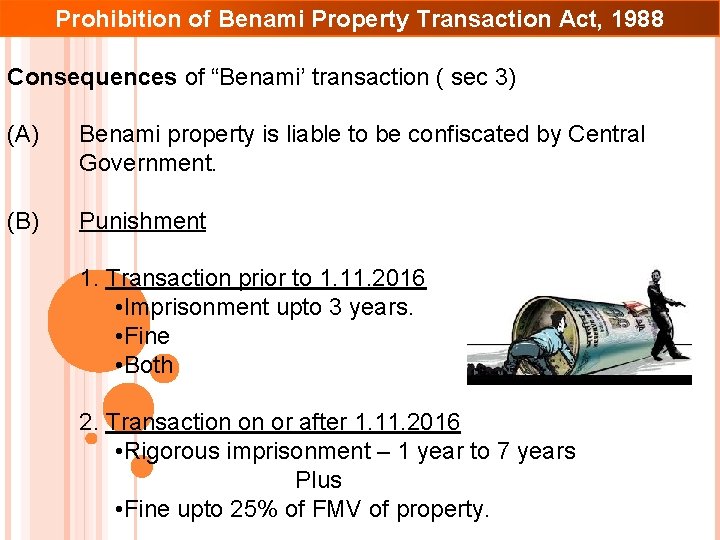 Prohibition of Benami Property Transaction Act, 1988 Consequences of “Benami’ transaction ( sec 3)