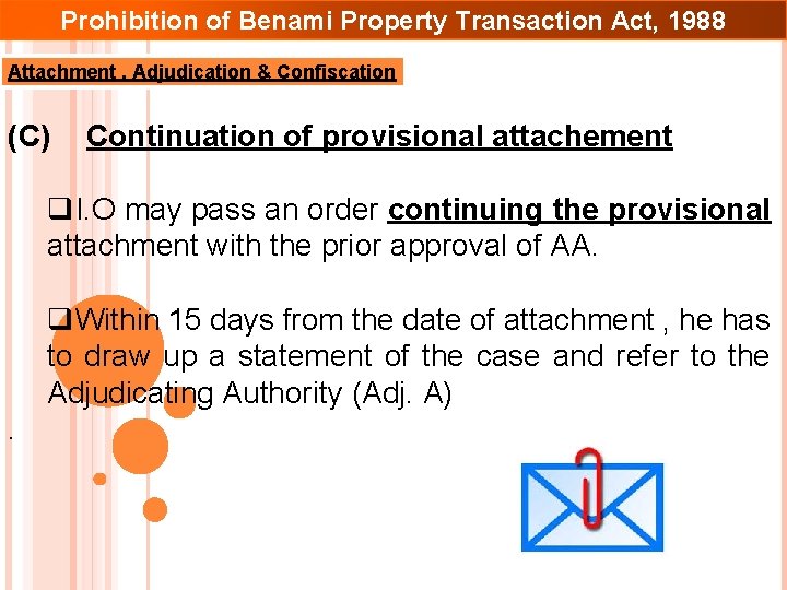 Prohibition of Benami Property Transaction Act, 1988 “ Attachment , Adjudication & Confiscation (C)