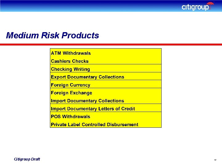 Medium Risk Products Citigroup Draft 47 